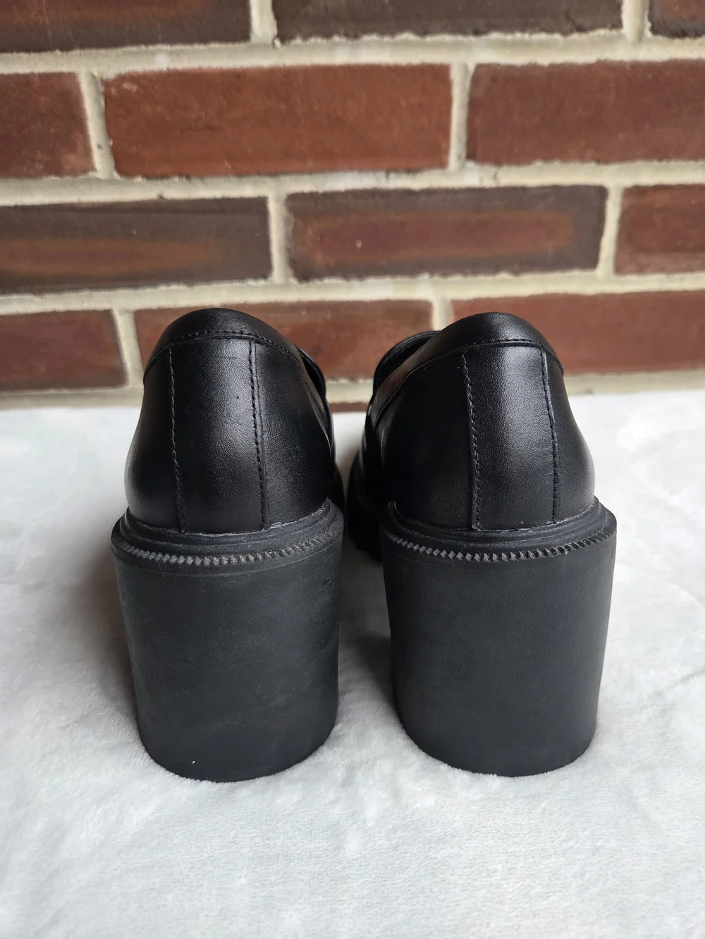 ALDO Black Chunky Platform Penny Loafers Lug Sole Block Heel US 6.5 EU 37